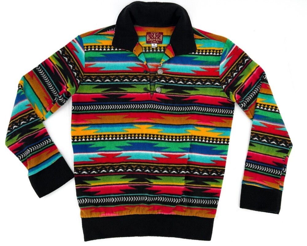 Western Wits Sweater Womens Small Aztec Native Pullover Collared Western Outdoor